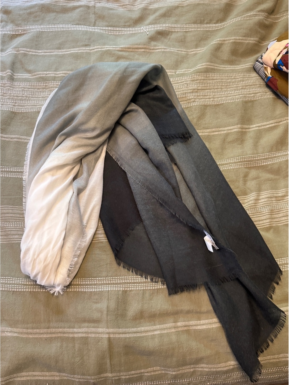 Cushnie Ombre Gradient Shawl Wrap Scarf in Black and White